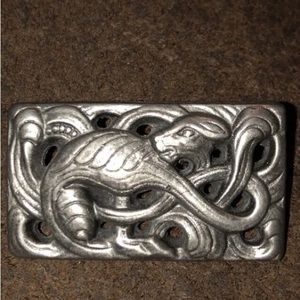 Vtg  Dragon Pewter Brooch Signed By Artist Teri Jefferson 1981
